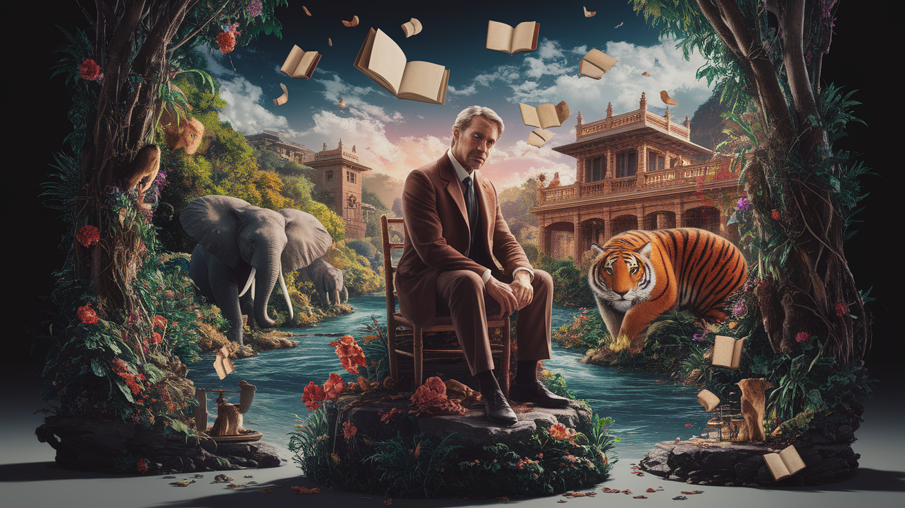 A conceptual illustration representing Kipling's Tribute and Literary Influence. Visualize the main ideas: . Creative but clear representation of the concept. S