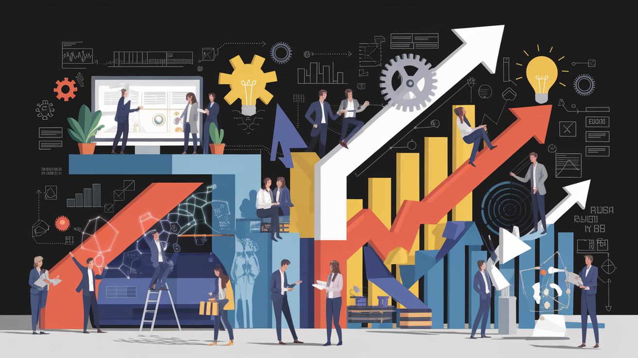 A conceptual illustration representing Real-World Applications and Success Stories. Visualize the main ideas: . Creative but clear representation of the concept. Style: Visual Theme: Clean, modern aesthetic with high contrast and vibrant energy. Emphasize the intersect. high quality, detailed, professional, clean composition, good lighting, sharp focus, well-composed. high quality, professional, detailed, well-composed