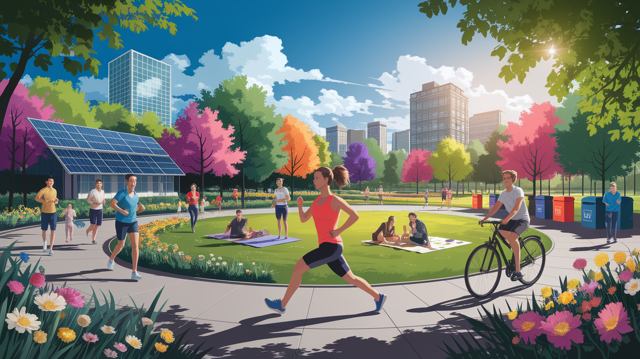 A conceptual illustration representing Lifestyle and Environmental Factors. Visualize the main ideas: . Creative but clear representation of the concept. Style: photorealistic. high quality, detailed, professional, clean composition, good lighting, sharp focus, well-composed. high quality, professional, detailed, well-composed