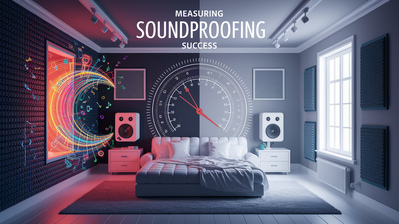 A conceptual illustration representing Measuring Soundproofing Success. Visualize the main ideas: . Creative but clear representation of the concept. Style: photorealistic. high quality, detailed, professional, clean composition, good lighting, sharp focus, well-composed. high quality, professional, detailed, well-composed