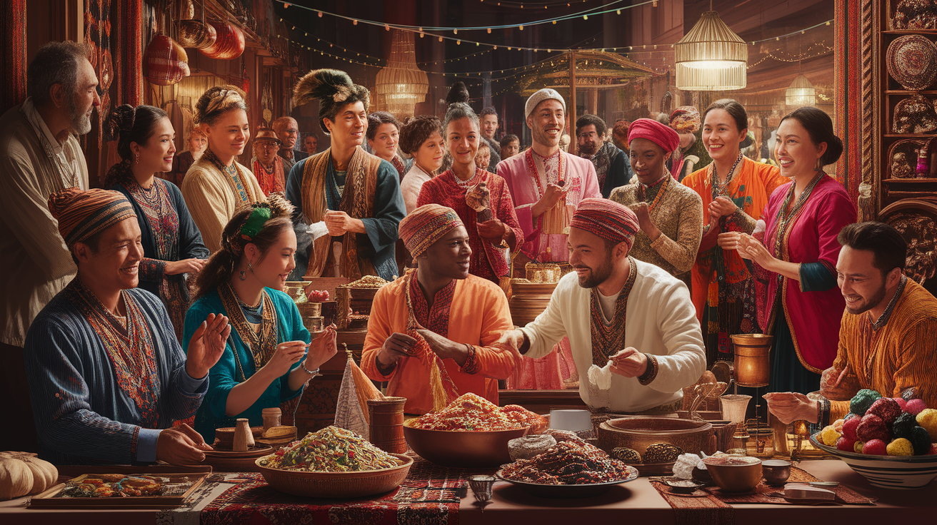 A conceptual illustration representing Cultural Significance and Traditions. Visualize the main ideas: . Creative but clear representation of the concept. Style: photorealistic. high quality, detailed, professional, clean composition, good lighting, sharp focus, well-composed. high quality, professional, detailed, well-composed