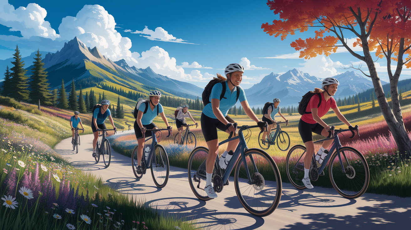 A conceptual illustration representing Introduction - Pedal Into Adventure. Visualize the main ideas: . Creative but clear representation of the concept. Style: photorealistic. high quality, detailed, professional, clean composition, good lighting, sharp focus, well-composed. high quality, professional, detailed, well-composed
