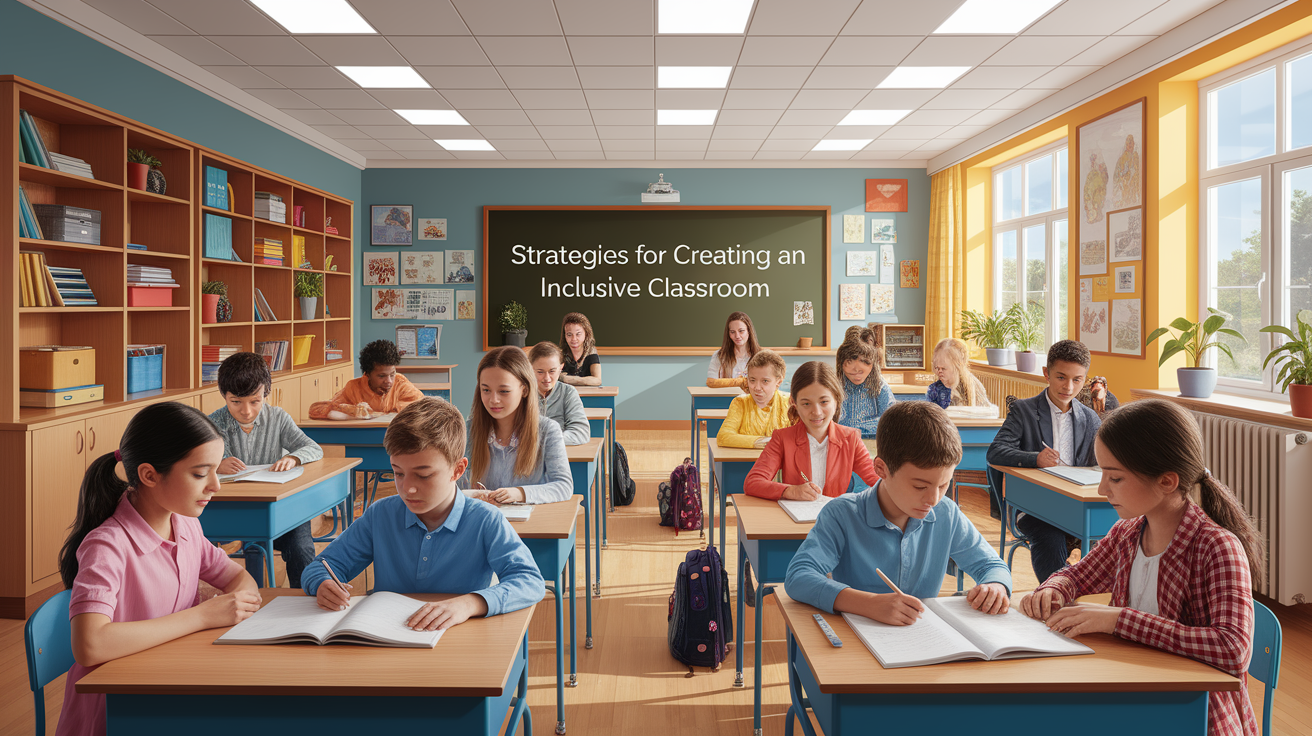A conceptual illustration representing Strategies for Creating an Inclusive Classroom. Visualize the main ideas: . Creative but clear representation of the concept. Style: photorealistic. high quality, detailed, professional, clean composition, good lighting, sharp focus, well-composed. high quality, professional, detailed, well-composed