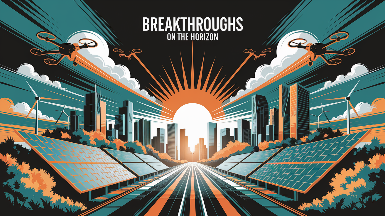 A conceptual illustration representing Breakthroughs on the Horizon. Visualize the main ideas: . Creative but clear representation of the concept. Style: Visual Theme: Clean, modern aesthetic with high contrast and vibrant energy. Emphasize the intersect. high quality, detailed, professional, clean composition, good lighting, sharp focus, well-composed. high quality, professional, detailed, well-composed