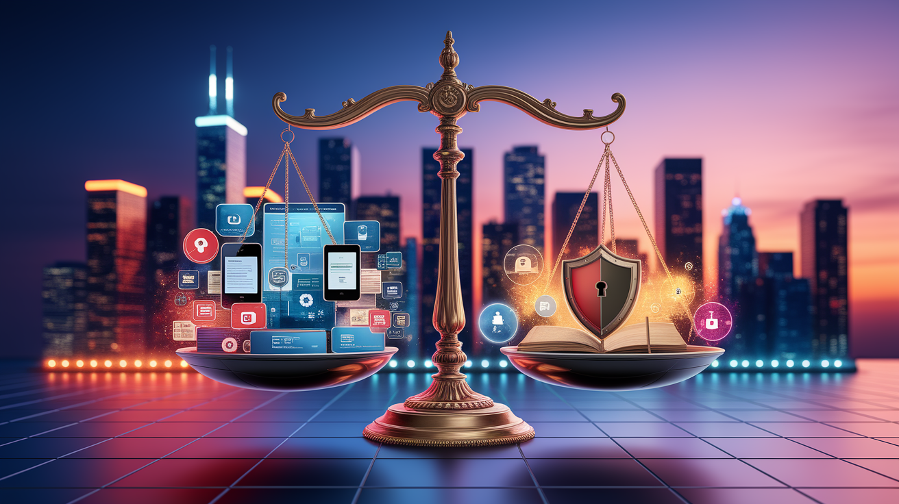 A conceptual illustration representing Understanding Privacy Laws. Visualize the main ideas: . Creative but clear representation of the concept. Style: photorealistic. high quality, detailed, professional, clean composition, good lighting, sharp focus, well-composed. high quality, professional, detailed, well-composed