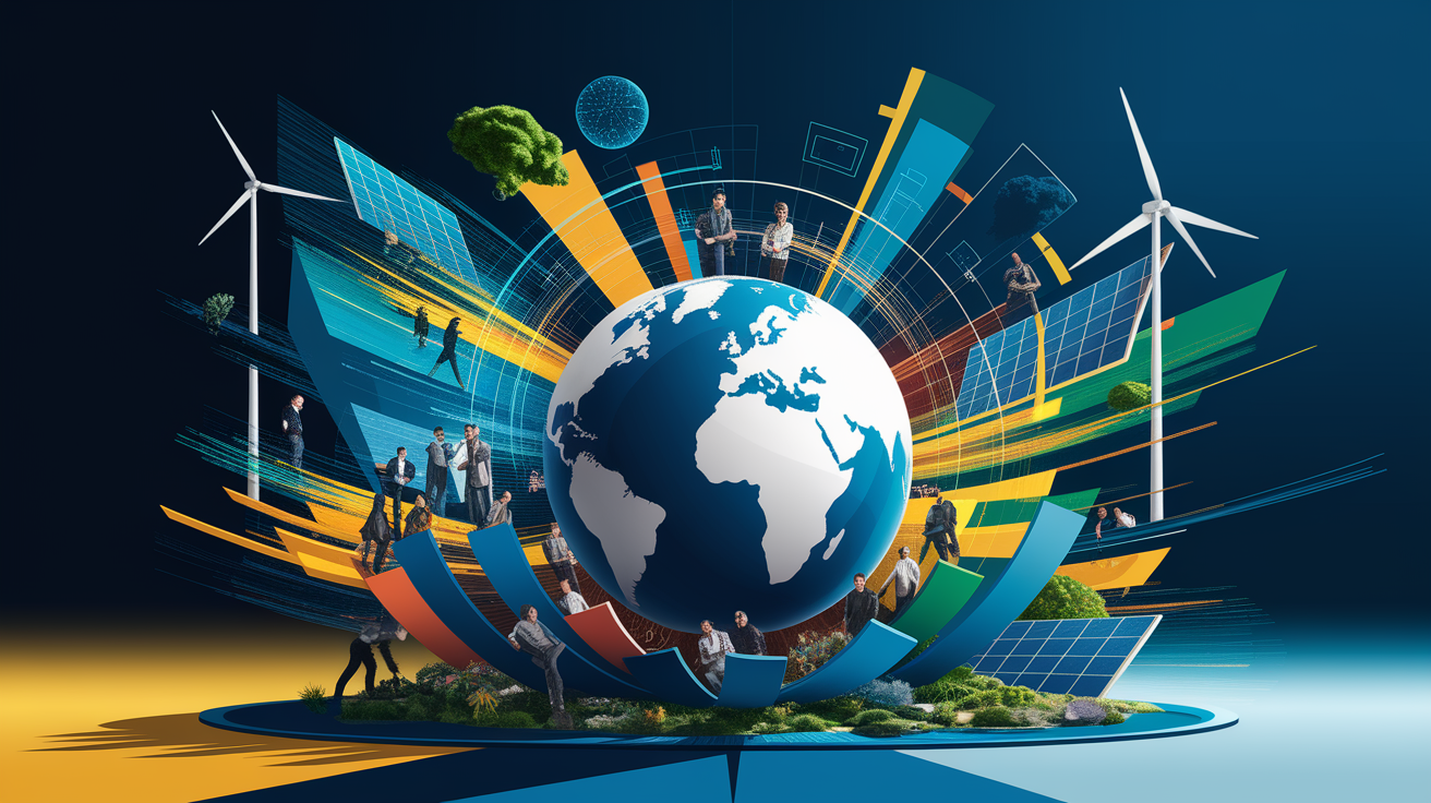 A conceptual illustration representing Global Impact and Case Studies. Visualize the main ideas: . Creative but clear representation of the concept. Style: Visual Theme: Clean, modern aesthetic with high contrast and vibrant energy. Emphasize the intersect. high quality, detailed, professional, clean composition, good lighting, sharp focus, well-composed. high quality, professional, detailed, well-composed