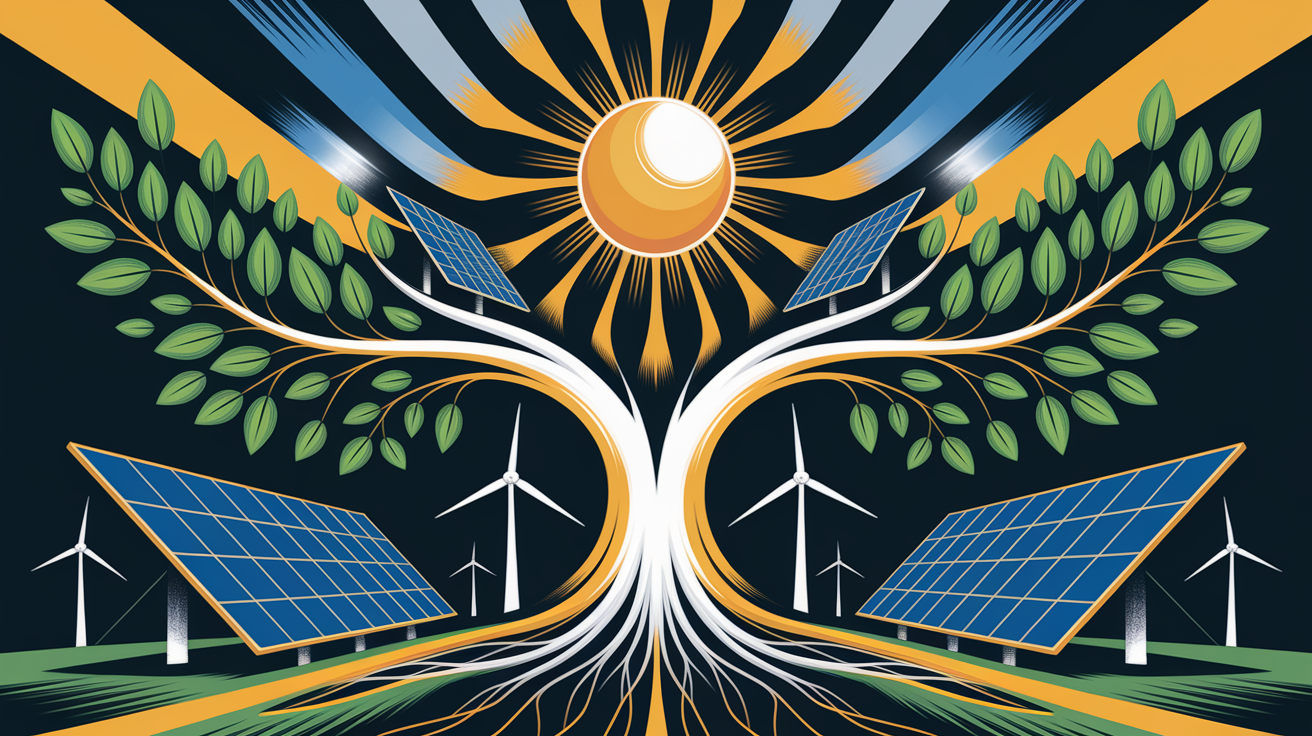 A conceptual illustration representing The Heart of Solar Success. Visualize the main ideas: . Creative but clear representation of the concept. Style: Visual Theme: Clean, modern aesthetic with high contrast and vibrant energy. Emphasize the intersect. high quality, detailed, professional, clean composition, good lighting, sharp focus, well-composed. high quality, professional, detailed, well-composed