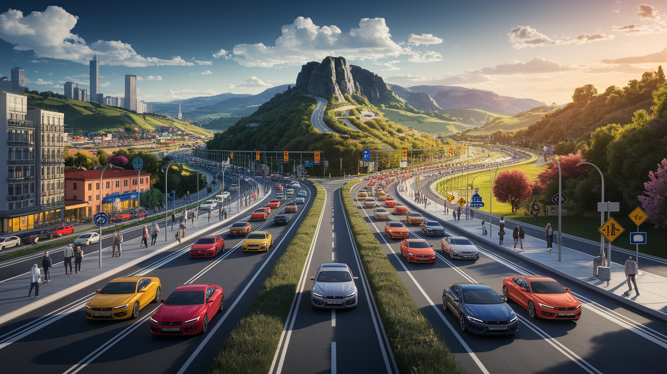 A conceptual illustration representing What to Expect on Your Drive. Visualize the main ideas: . Creative but clear representation of the concept. Style: photorealistic. high quality, detailed, professional, clean composition, good lighting, sharp focus, well-composed. high quality, professional, detailed, well-composed