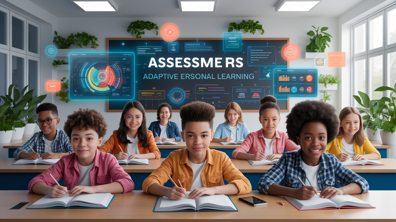 A conceptual illustration representing Adaptive Assessments - Personalized Learning. Visualize the main ideas: . Creative but clear representation of the concept. Style: photorealistic. high quality, detailed, professional, clean composition, good lighting, sharp focus, well-composed. high quality, professional, detailed, well-composed
