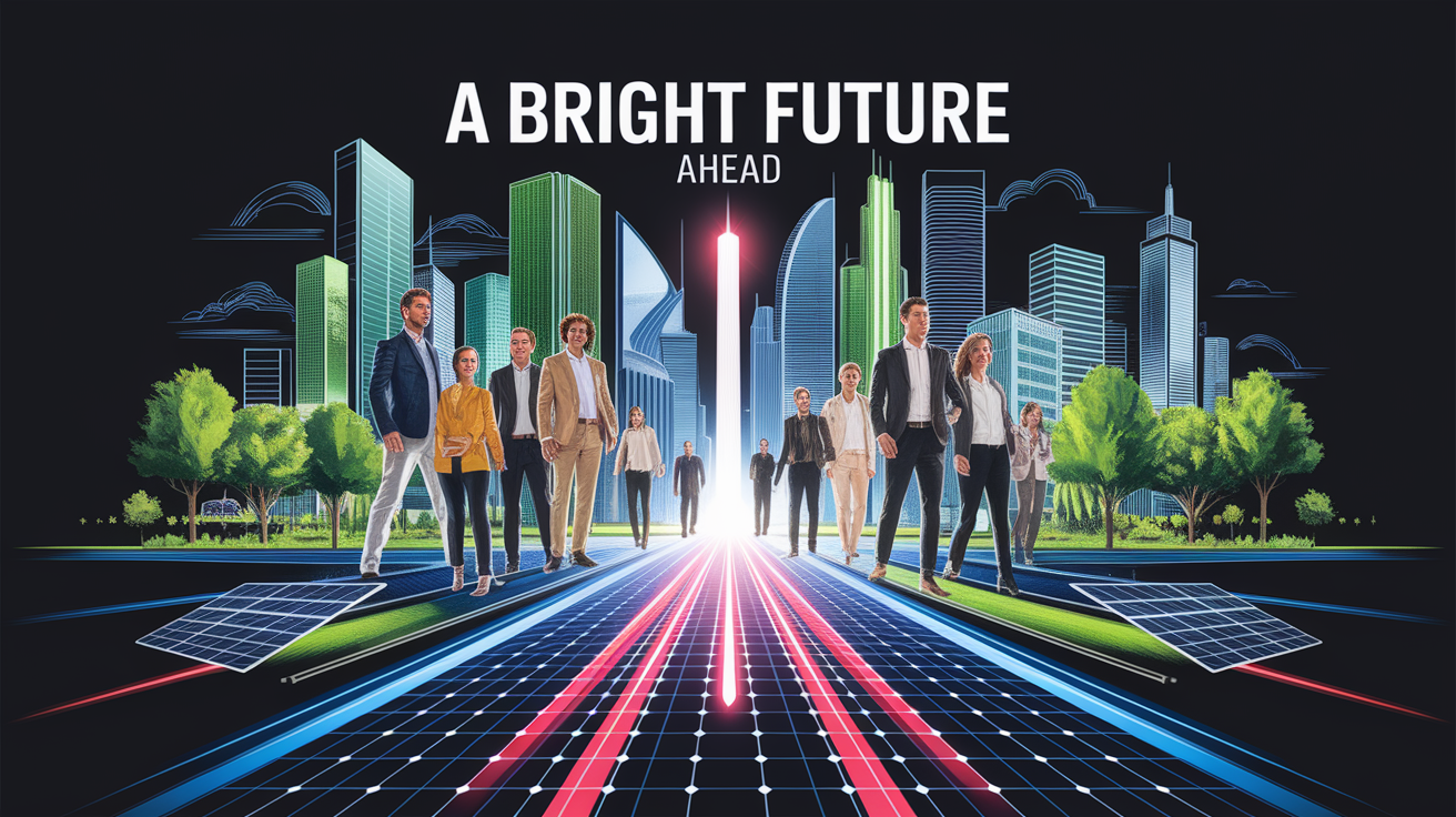 A conceptual illustration representing A Bright Future Ahead. Visualize the main ideas: . Creative but clear representation of the concept. Style: Visual Theme: Clean, modern aesthetic with high contrast and vibrant energy. Emphasize the intersect. high quality, detailed, professional, clean composition, good lighting, sharp focus, well-composed. high quality, professional, detailed, well-composed