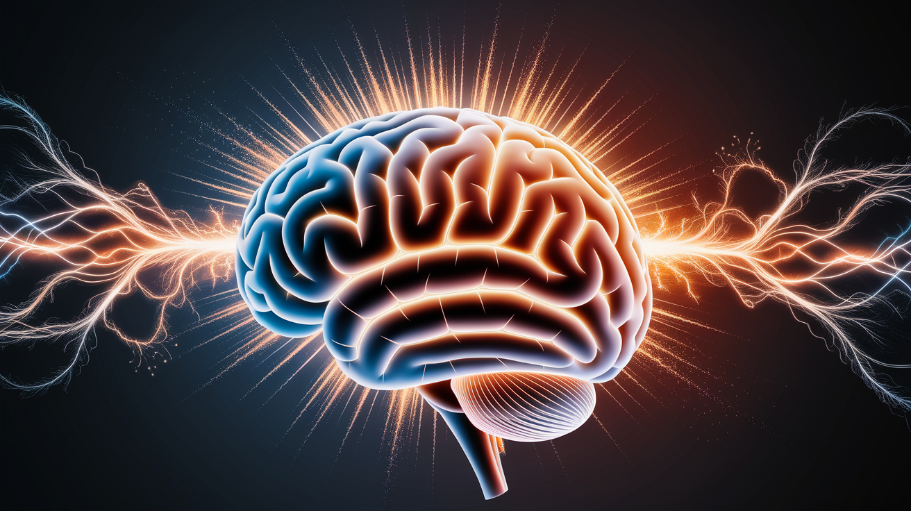 A conceptual illustration representing Arousal and Brain Activation. Visualize the main ideas: . Creative but clear representation of the concept. Style: photorealistic. high quality, detailed, professional, clean composition, good lighting, sharp focus, well-composed. high quality, professional, detailed, well-composed