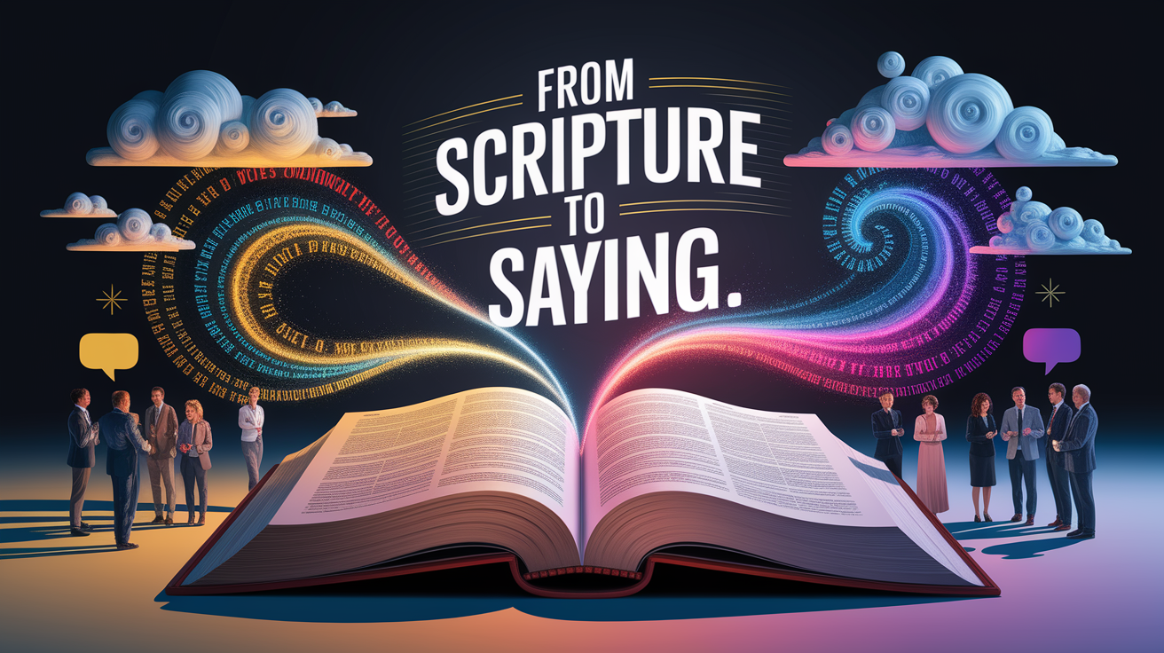 A conceptual illustration representing From Scripture to Saying. Visualize the main ideas: . Creative but clear representation of the concept. Style: photorealistic. high quality, detailed, professional, clean composition, good lighting, sharp focus, well-composed. high quality, professional, detailed, well-composed