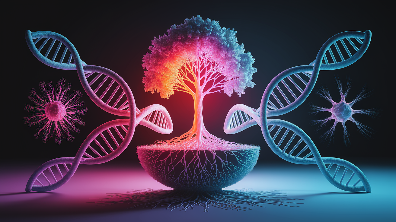 A conceptual illustration representing Genetic and Innate Orientation. Visualize the main ideas: . Creative but clear representation of the concept. Style: photorealistic. high quality, detailed, professional, clean composition, good lighting, sharp focus, well-composed. high quality, professional, detailed, well-composed