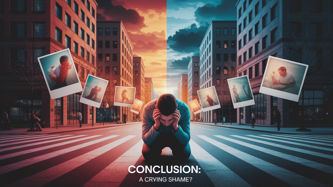 A conceptual illustration representing Conclusion: A Crying Shame?. Visualize the main ideas: . Creative but clear representation of the concept. Style: photorealistic. high quality, detailed, professional, clean composition, good lighting, sharp focus, well-composed. high quality, professional, detailed, well-composed