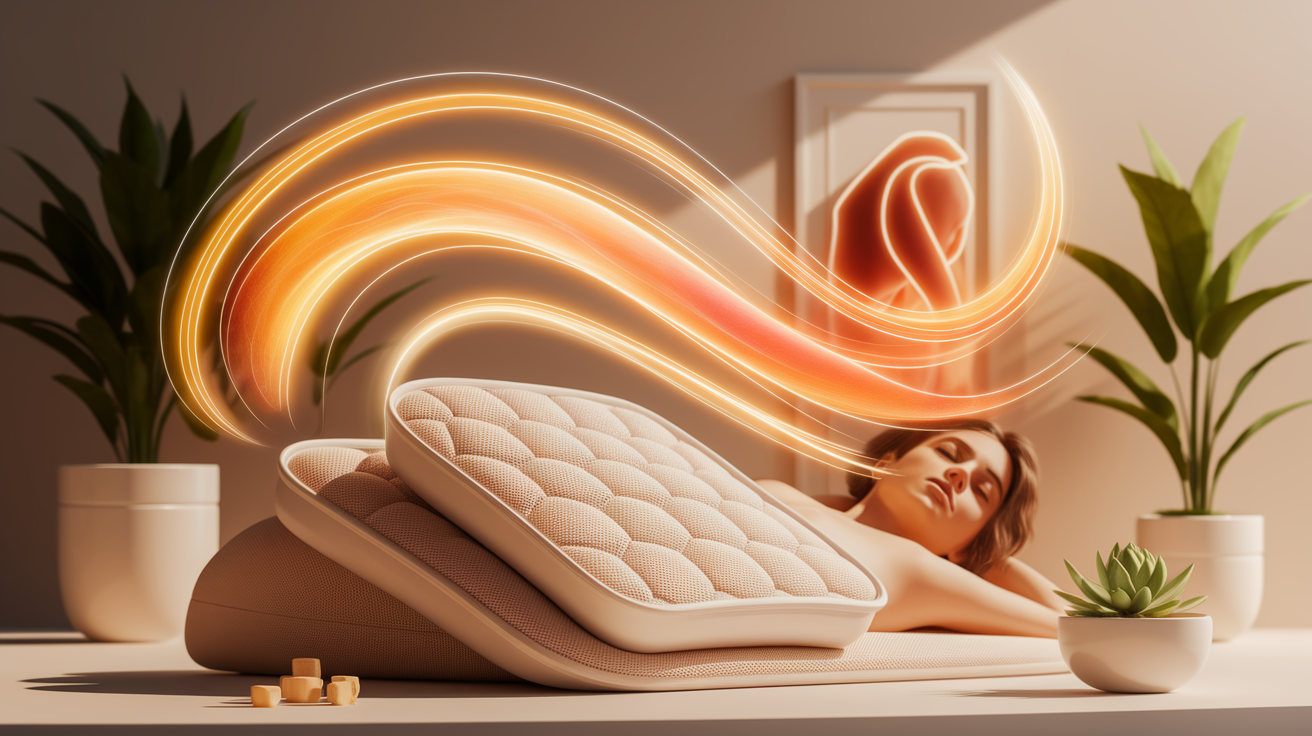 A conceptual illustration representing Benefits of Heat Therapy for Pain Relief. Visualize the main ideas: . Creative but clear representation of the concept. Style: photorealistic. high quality, detailed, professional, clean composition, good lighting, sharp focus, well-composed. high quality, professional, detailed, well-composed