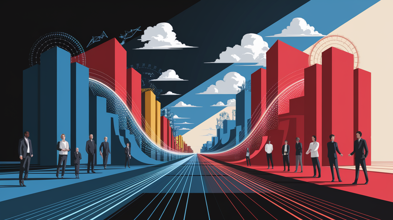 A conceptual illustration representing Navigating Challenges: Barriers to Adoption and Solutions. Visualize the main ideas: . Creative but clear representation of the concept. Style: Visual Theme: Clean, modern aesthetic with high contrast and vibrant energy. Emphasize the intersect. high quality, detailed, professional, clean composition, good lighting, sharp focus, well-composed. high quality, professional, detailed, well-composed