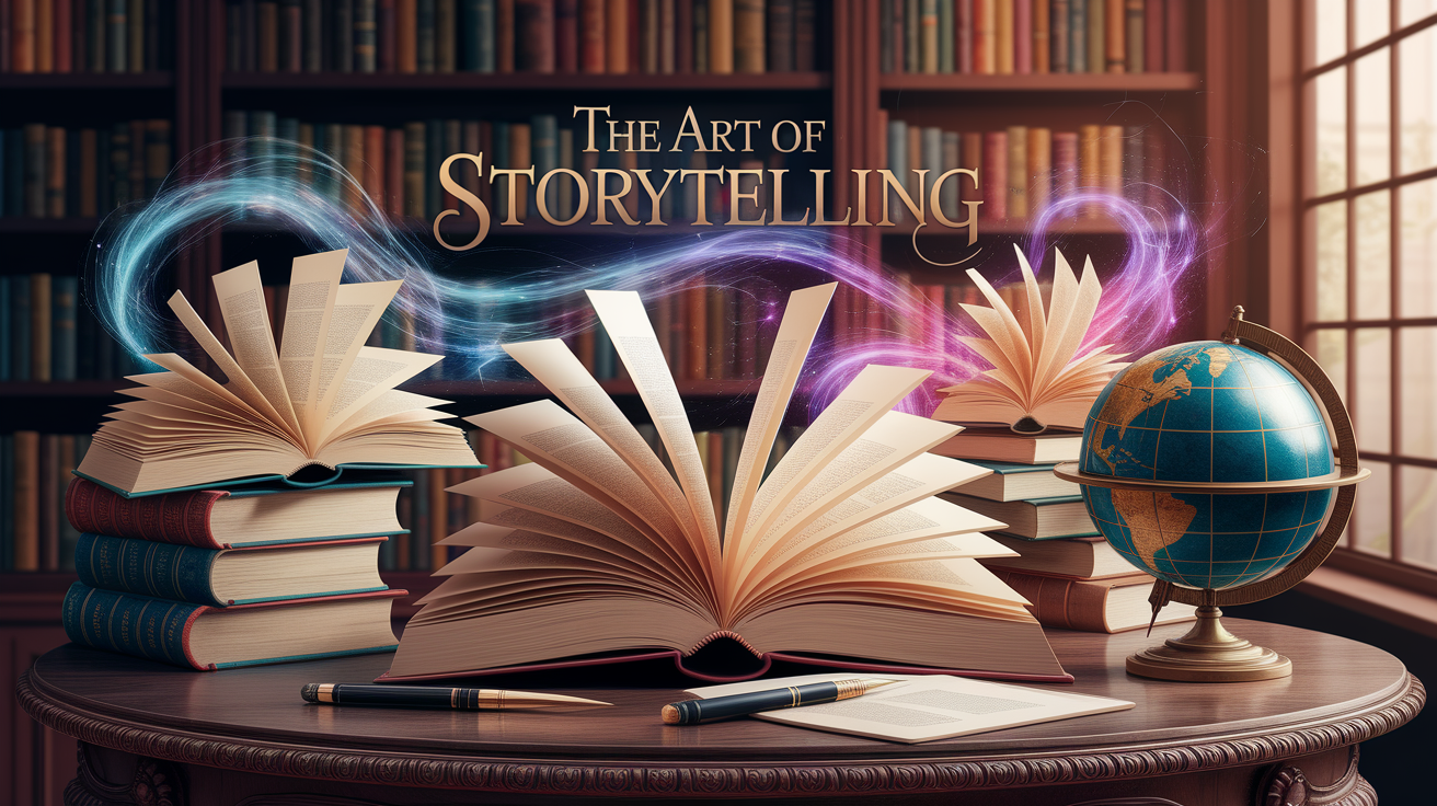 A conceptual illustration representing The Art of Storytelling. Visualize the main ideas: . Creative but clear representation of the concept. Style: photorealistic. high quality, detailed, professional, clean composition, good lighting, sharp focus, well-composed. high quality, professional, detailed, well-composed, no words