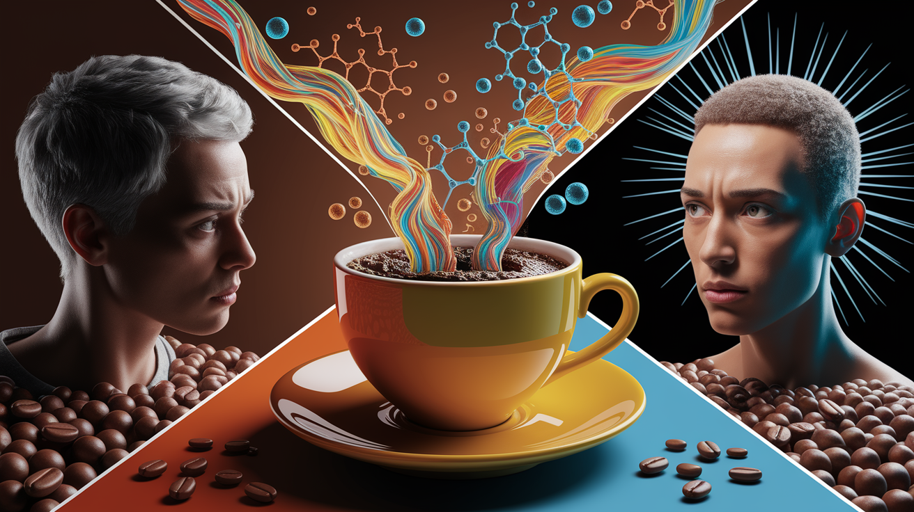A conceptual illustration representing The Science of Stimulation: How Caffeine Works. Visualize the main ideas: . Creative but clear representation of the concept. Style: photorealistic. high quality, detailed, professional, clean composition, good lighting, sharp focus, well-composed. high quality, professional, detailed, well-composed