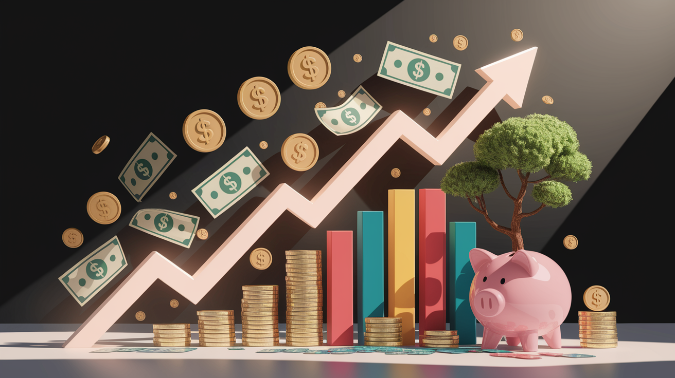 A conceptual illustration representing Financial Incentives and Savings. Visualize the main ideas: . Creative but clear representation of the concept. Style: Visual Theme: Clean, modern aesthetic with high contrast and vibrant energy. Emphasize the intersect. high quality, detailed, professional, clean composition, good lighting, sharp focus, well-composed. high quality, professional, detailed, well-composed