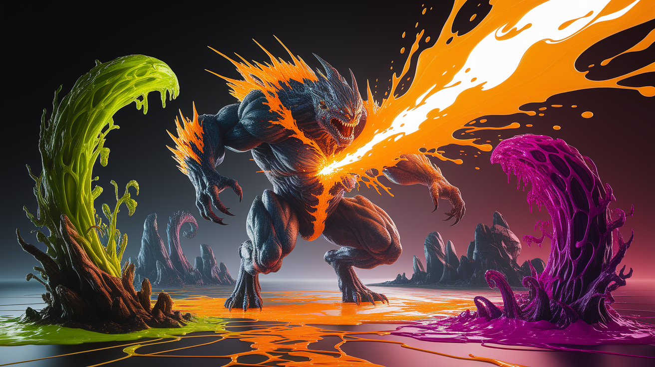 A conceptual illustration representing The Acidic Assault. Visualize the main ideas: . Creative but clear representation of the concept. Style: photorealistic. high quality, detailed, professional, clean composition, good lighting, sharp focus, well-composed. high quality, professional, detailed, well-composed