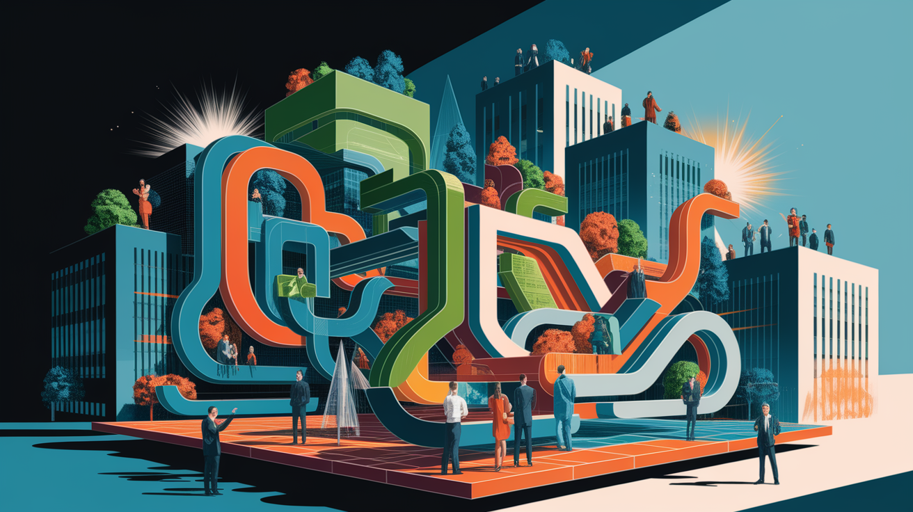 A conceptual illustration representing Understanding the Regulatory Landscape. Visualize the main ideas: . Creative but clear representation of the concept. Style: Visual Theme: Clean, modern aesthetic with high contrast and vibrant energy. Emphasize the intersect. high quality, detailed, professional, clean composition, good lighting, sharp focus, well-composed. high quality, professional, detailed, well-composed