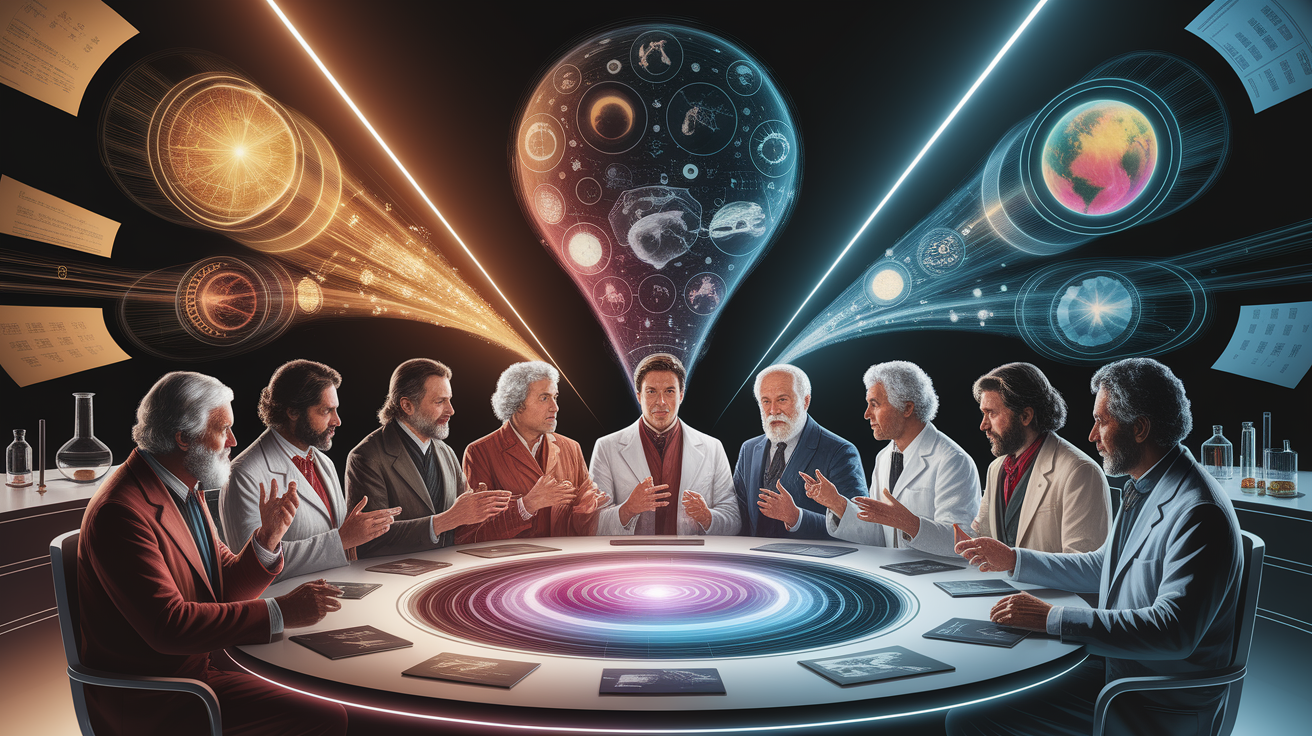 A conceptual illustration representing Scientific Consensus and Historical Context. Visualize the main ideas: . Creative but clear representation of the concept. Style: photorealistic. high quality, detailed, professional, clean composition, good lighting, sharp focus, well-composed. high quality, professional, detailed, well-composed
