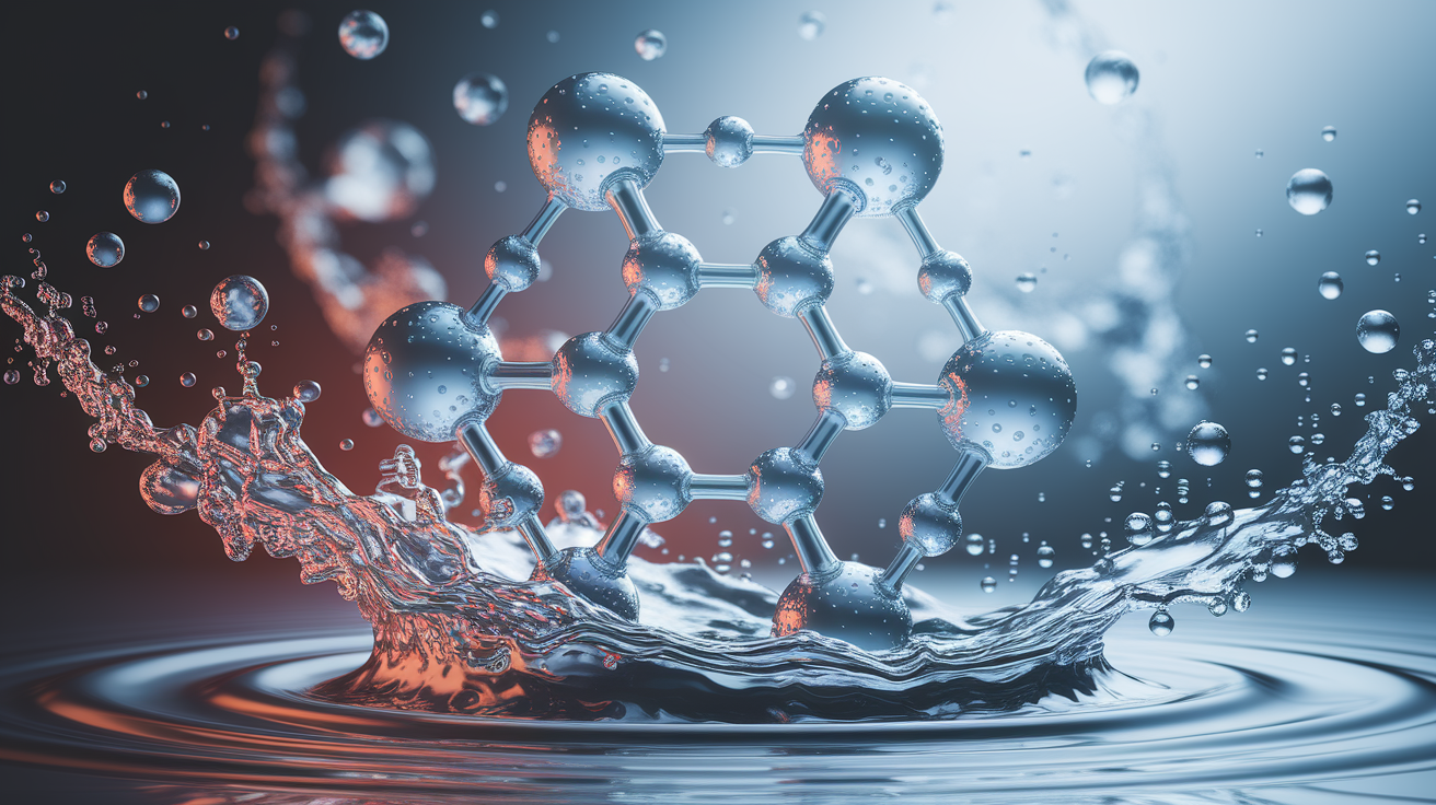 A conceptual illustration representing The Science of Water Molecules. Visualize the main ideas: . Creative but clear representation of the concept. Style: photorealistic. high quality, detailed, professional, clean composition, good lighting, sharp focus, well-composed. high quality, professional, detailed, well-composed