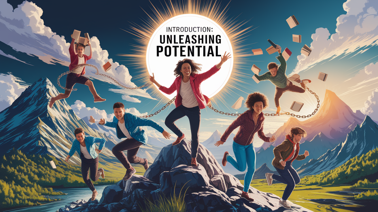 A conceptual illustration representing Introduction: Unleashing Potential. Visualize the main ideas: . Creative but clear representation of the concept. Style: photorealistic. high quality, detailed, professional, clean composition, good lighting, sharp focus, well-composed. high quality, professional, detailed, well-composed