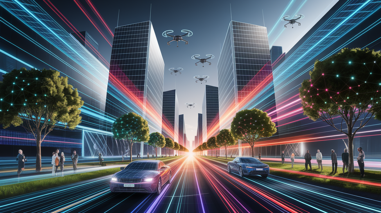 A conceptual illustration representing The Synergy of Smart Cities and Solar Power. Visualize the main ideas: . Creative but clear representation of the concept. Style: Visual Theme: Clean, modern aesthetic with high contrast and vibrant energy. Emphasize the intersect. high quality, detailed, professional, clean composition, good lighting, sharp focus, well-composed. high quality, professional, detailed, well-composed