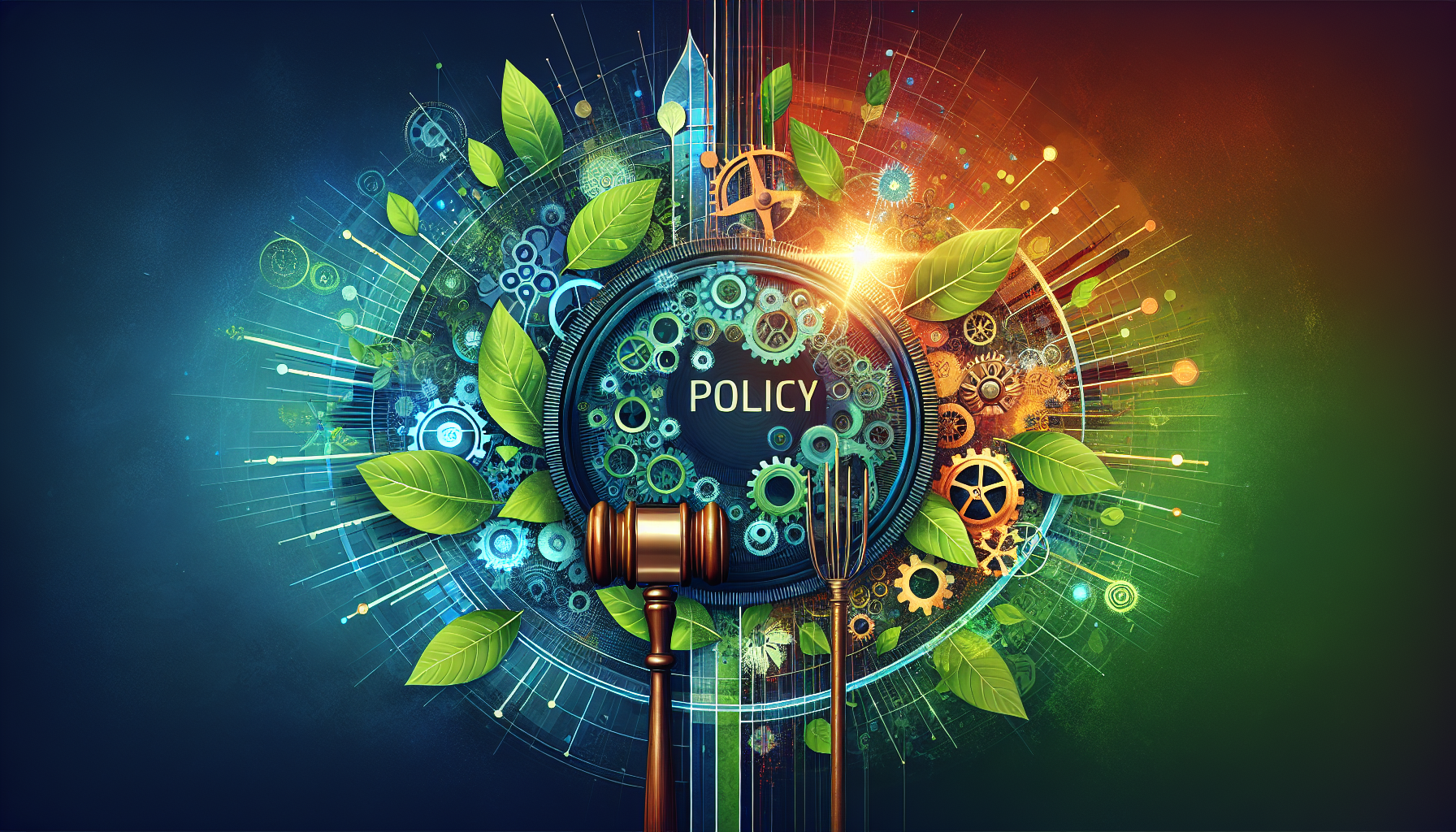 A conceptual illustration representing The Power of Policy. Visualize the main ideas: . Creative but clear representation of the concept. Style: Visual Theme: Clean, modern aesthetic with high contrast and vibrant energy. Emphasize the intersect. high quality, detailed, professional, clean composition, good lighting, sharp focus, well-composed. high quality, professional, detailed, well-composed