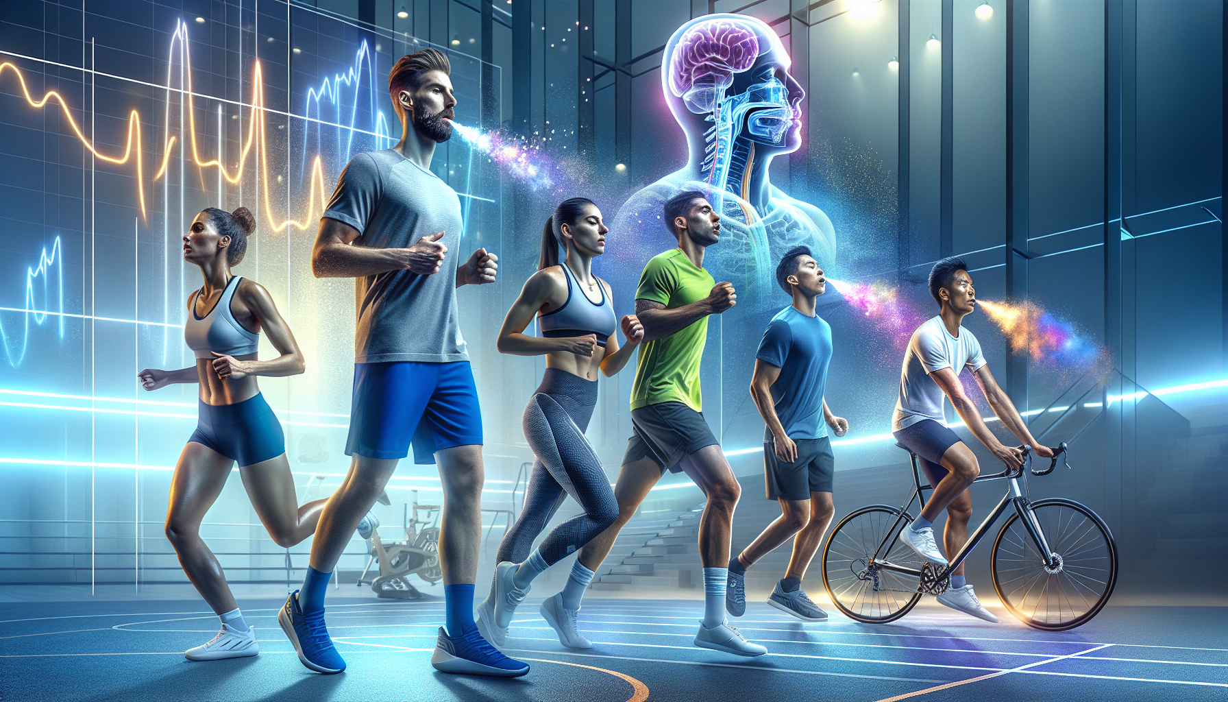 A conceptual illustration representing Ventilatory Threshold and Its Impact. Visualize the main ideas: . Creative but clear representation of the concept. Style: photorealistic. high quality, detailed, professional, clean composition, good lighting, sharp focus, well-composed. high quality, professional, detailed, well-composed