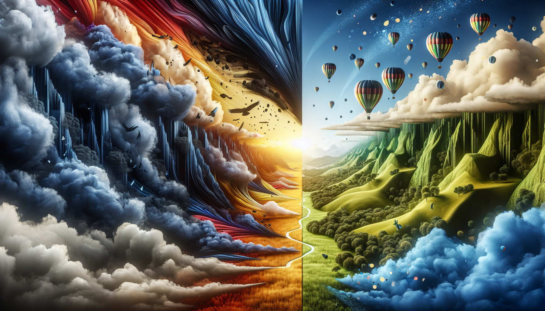 A conceptual illustration representing Challenges and Opportunities. Visualize the main ideas: . Creative but clear representation of the concept. Style: Visual Theme: Clean, modern aesthetic with high contrast and vibrant energy. Emphasize the intersect. high quality, detailed, professional, clean composition, good lighting, sharp focus, well-composed. high quality, professional, detailed, well-composed