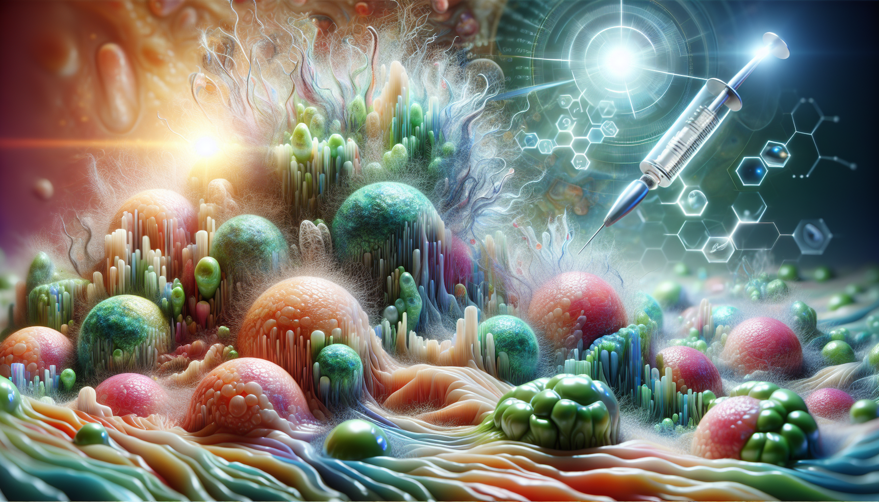 A conceptual illustration representing Innovative Therapies in Skin Regeneration. Visualize the main ideas: . Creative but clear representation of the concept. Style: photorealistic. high quality, detailed, professional, clean composition, good lighting, sharp focus, well-composed. high quality, professional, detailed, well-composed