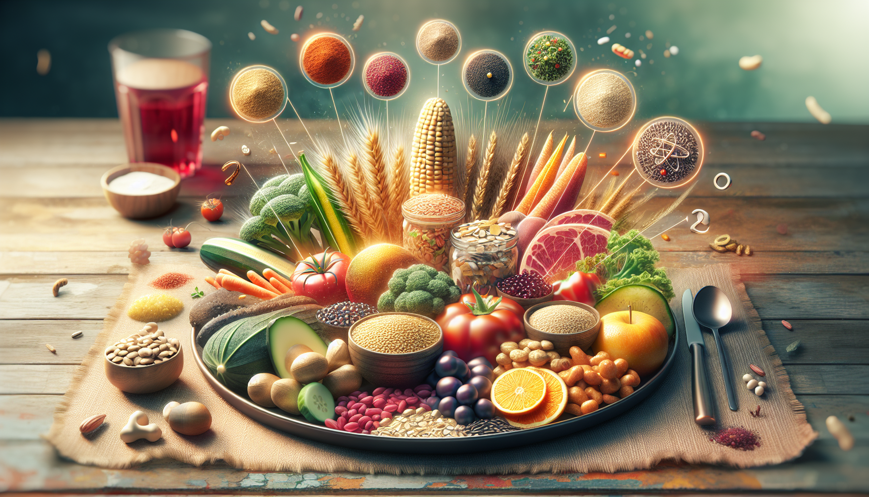 A conceptual illustration representing Meal Composition and Its Effects. Visualize the main ideas: . Creative but clear representation of the concept. Style: photorealistic. high quality, detailed, professional, clean composition, good lighting, sharp focus, well-composed. high quality, professional, detailed, well-composed