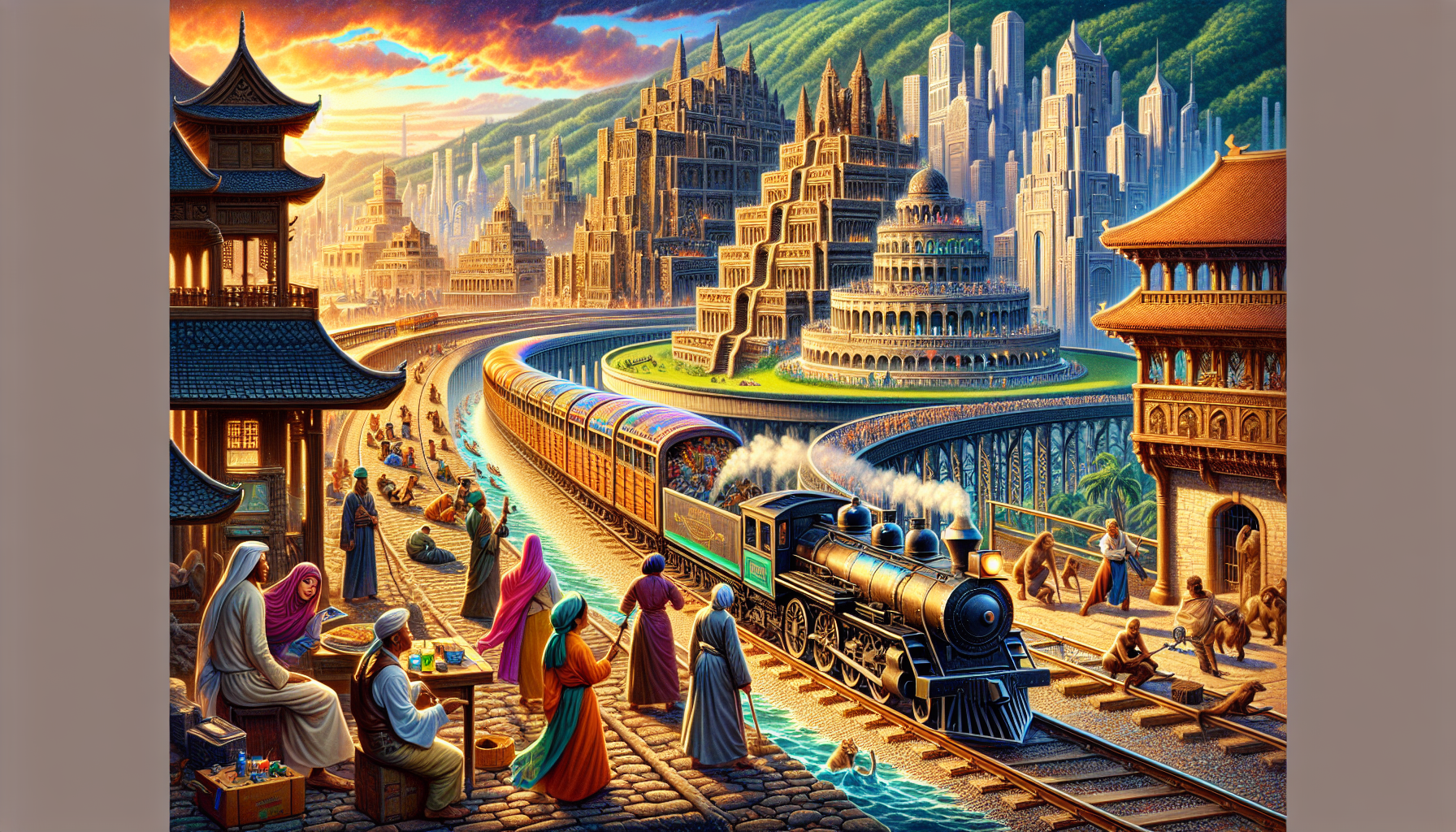 A conceptual illustration representing Rolling Through History. Visualize the main ideas: . Creative but clear representation of the concept. Style: photorealistic. high quality, detailed, professional, clean composition, good lighting, sharp focus, well-composed. high quality, professional, detailed, well-composed