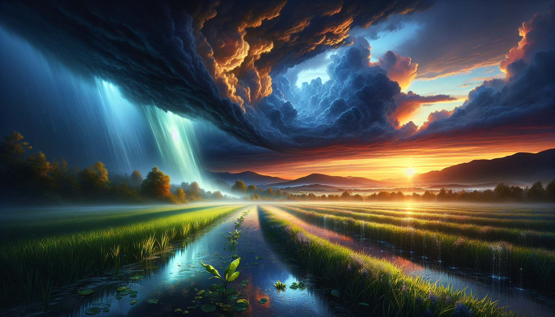 A conceptual illustration representing The Birth of 'Downpour'. Visualize the main ideas: . Creative but clear representation of the concept. Style: photorealis