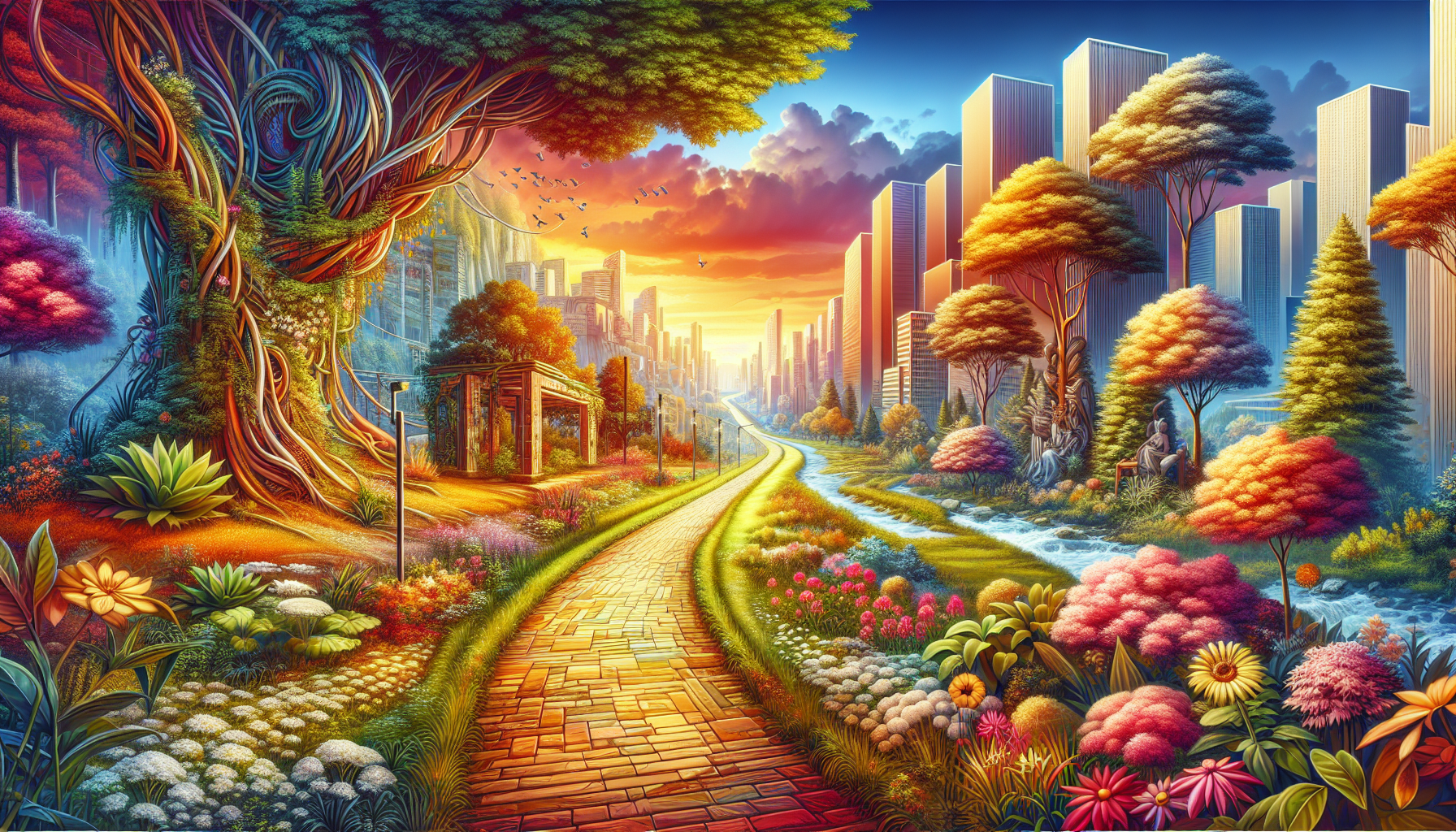 A conceptual illustration representing Walking Route Highlights. Visualize the main ideas: . Creative but clear representation of the concept. Style: photorealistic. high quality, detailed, professional, clean composition, good lighting, sharp focus, well-composed. high quality, professional, detailed, well-composed, no words