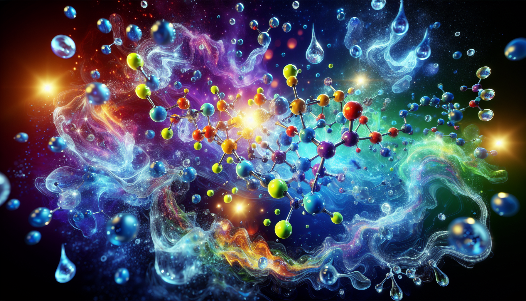 A conceptual illustration representing The Molecular Dance - How Water Molecules Transform. Visualize the main ideas: . Creative but clear representation of the concept. Style: photorealistic. high quality, detailed, professional, clean composition, good lighting, sharp focus, well-composed. high quality, professional, detailed, well-composed