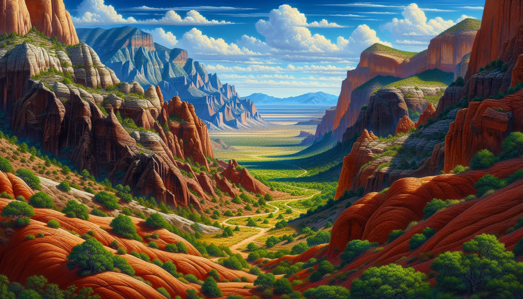 A conceptual illustration representing Snow Canyon State Park - A Hidden Gem. Visualize the main ideas: . Creative but clear representation of the concept. Style: photorealistic. high quality, detailed, professional, clean composition, good lighting, sharp focus, well-composed. high quality, professional, detailed, well-composed, no words
