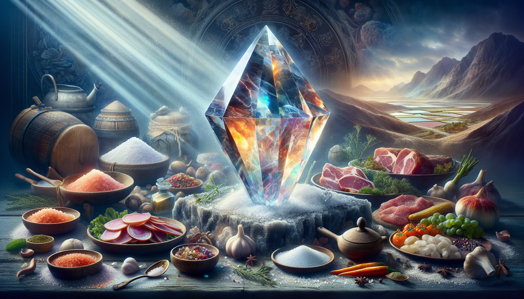 A conceptual illustration representing Conclusion: The Timeless Power of Salt. Visualize the main ideas: . Creative but clear representation of the concept. Style: photorealistic. high quality, detailed, professional, clean composition, good lighting, sharp focus, well-composed. high quality, professional, detailed, well-composed