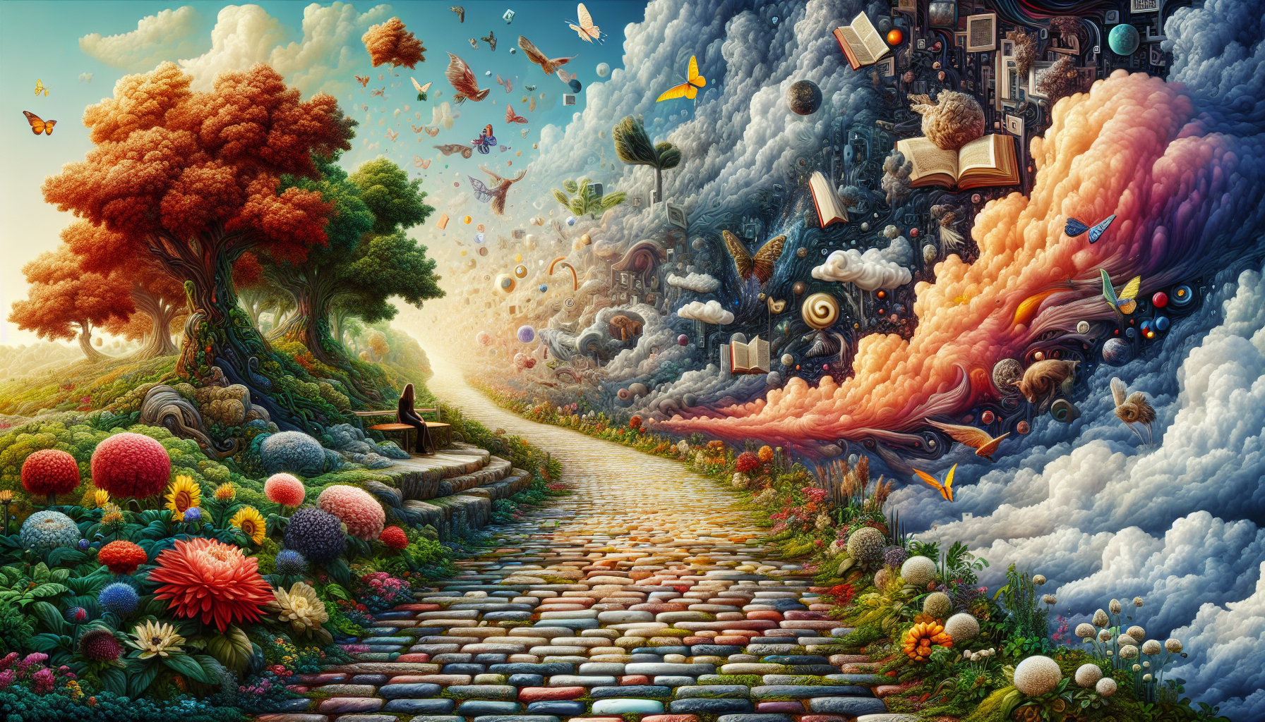 A conceptual illustration representing The Literal Path to a Metaphor. Visualize the main ideas: . Creative but clear representation of the concept. Style: photorealistic. high quality, detailed, professional, clean composition, good lighting, sharp focus, well-composed. high quality, professional, detailed, well-composed
