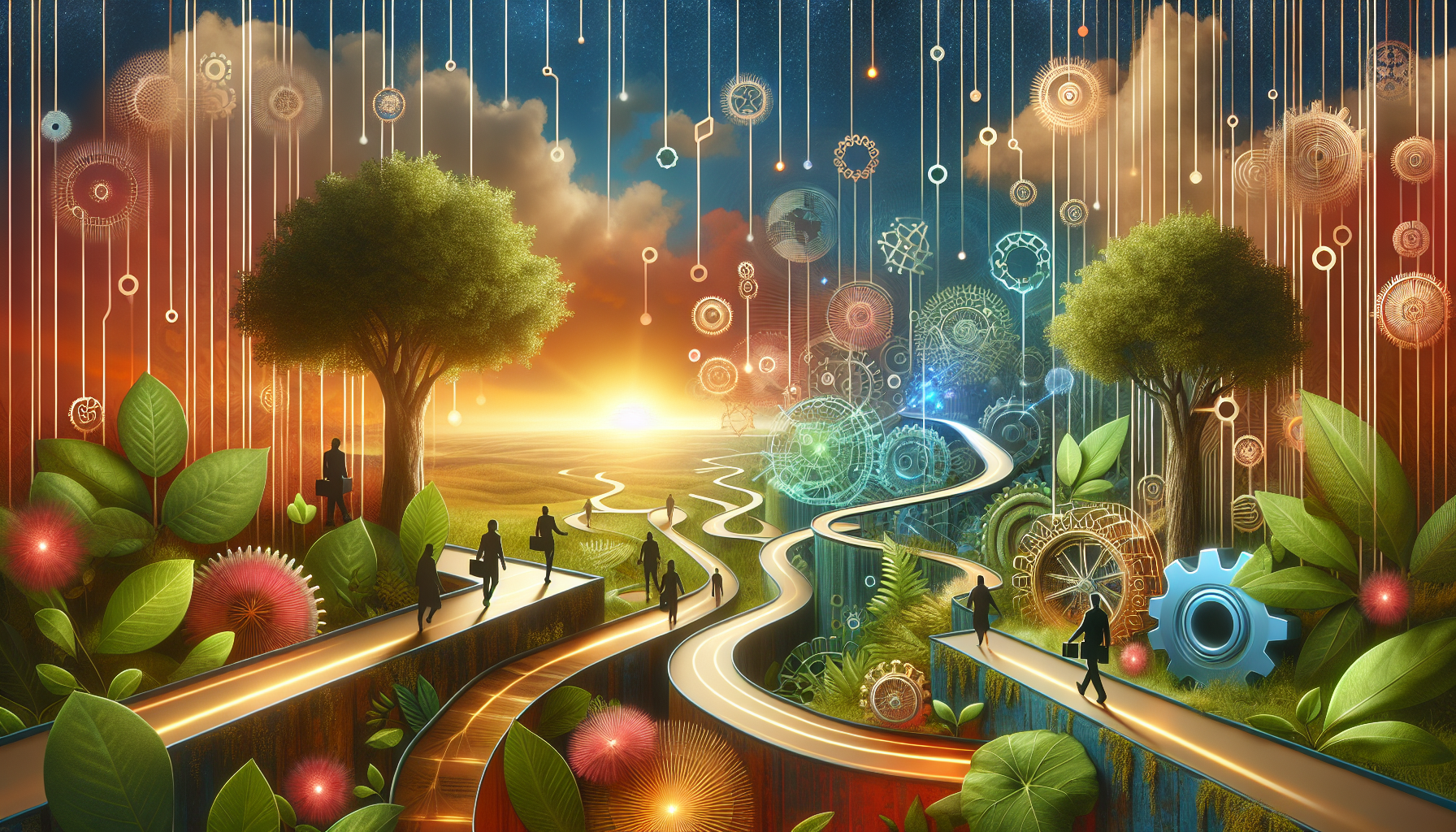 A conceptual illustration representing Long-Term Employment Opportunities. Visualize the main ideas: . Creative but clear representation of the concept. Style: Visual Theme: Clean, modern aesthetic with high contrast and vibrant energy. Emphasize the intersect. high quality, detailed, professional, clean composition, good lighting, sharp focus, well-composed. high quality, professional, detailed, well-composed