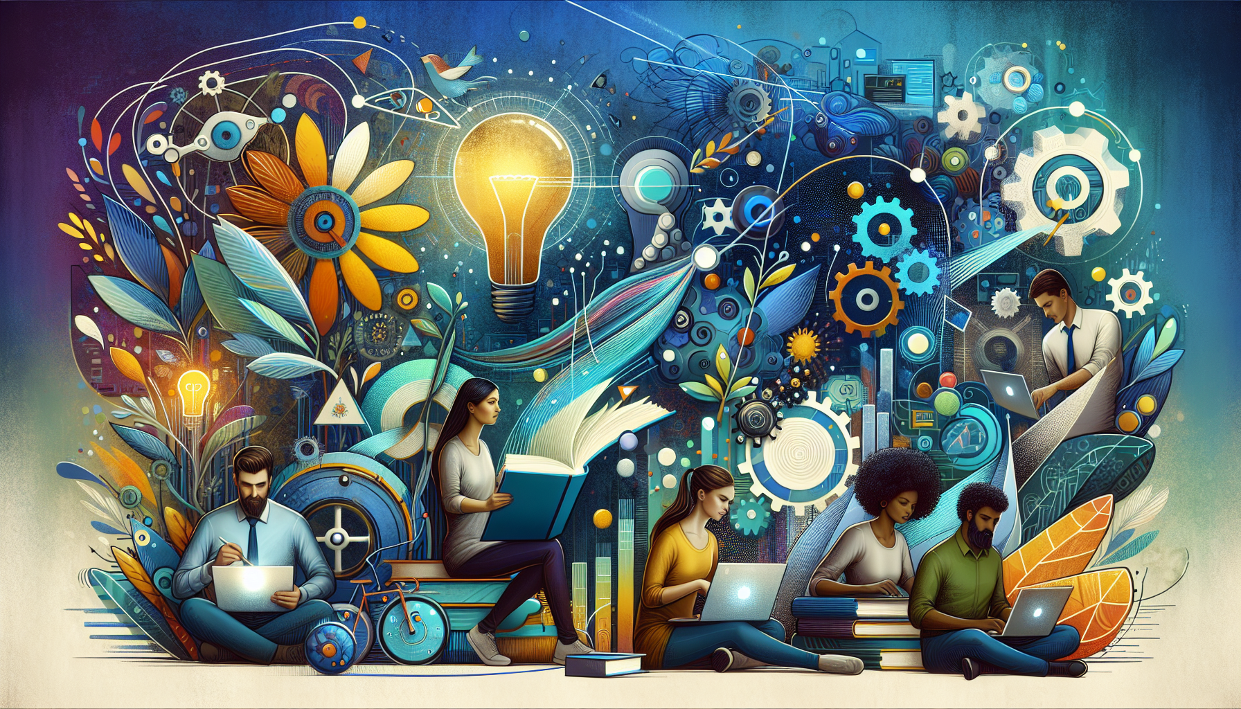 A conceptual illustration representing Skill Development and Training. Visualize the main ideas: . Creative but clear representation of the concept. Style: Visual Theme: Clean, modern aesthetic with high contrast and vibrant energy. Emphasize the intersect. high quality, detailed, professional, clean composition, good lighting, sharp focus, well-composed. high quality, professional, detailed, well-composed