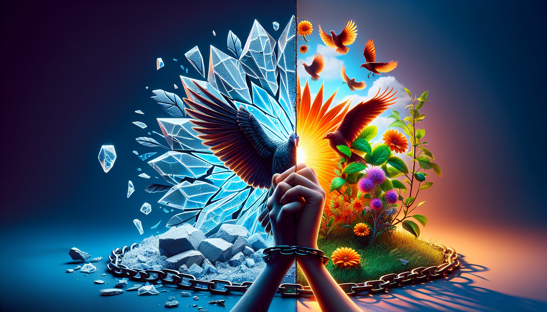 A conceptual illustration representing The Modern Meaning of 'Cold Turkey'. Visualize the main ideas: . Creative but clear representation of the concept. Style: