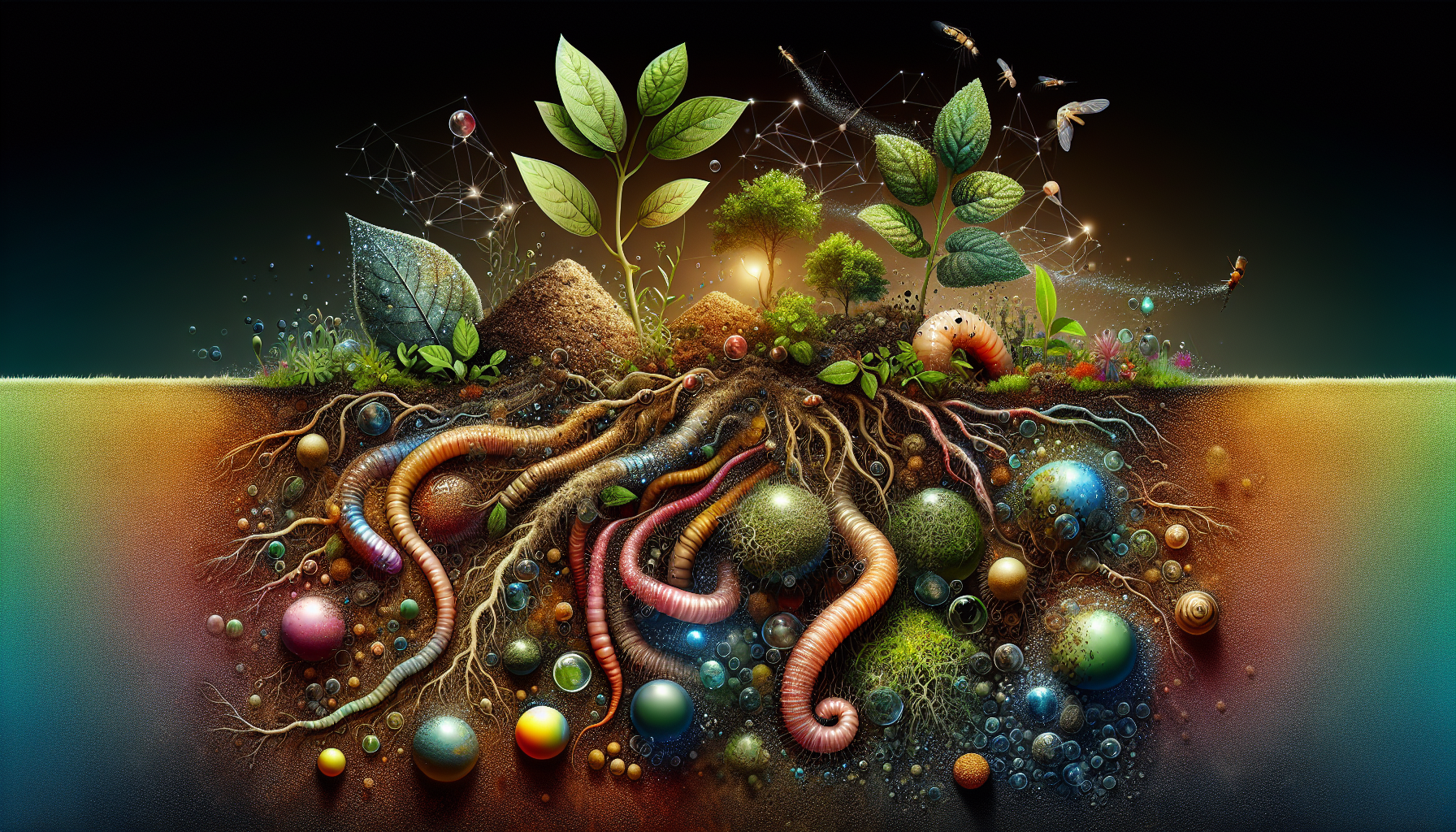 A conceptual illustration representing Soil Health and Conservation. Visualize the main ideas: . Creative but clear representation of the concept. Style: Visual Theme: Clean, modern aesthetic with high contrast and vibrant energy. Emphasize the intersect. high quality, detailed, professional, clean composition, good lighting, sharp focus, well-composed. high quality, professional, detailed, well-composed