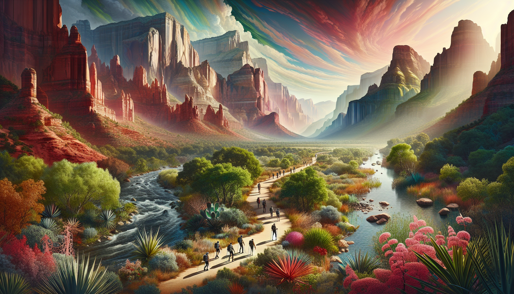 A conceptual illustration representing Expanding Your Tour Beyond St. George. Visualize the main ideas: . Creative but clear representation of the concept. Style: photorealistic. high quality, detailed, professional, clean composition, good lighting, sharp focus, well-composed. high quality, professional, detailed, well-composed, no words