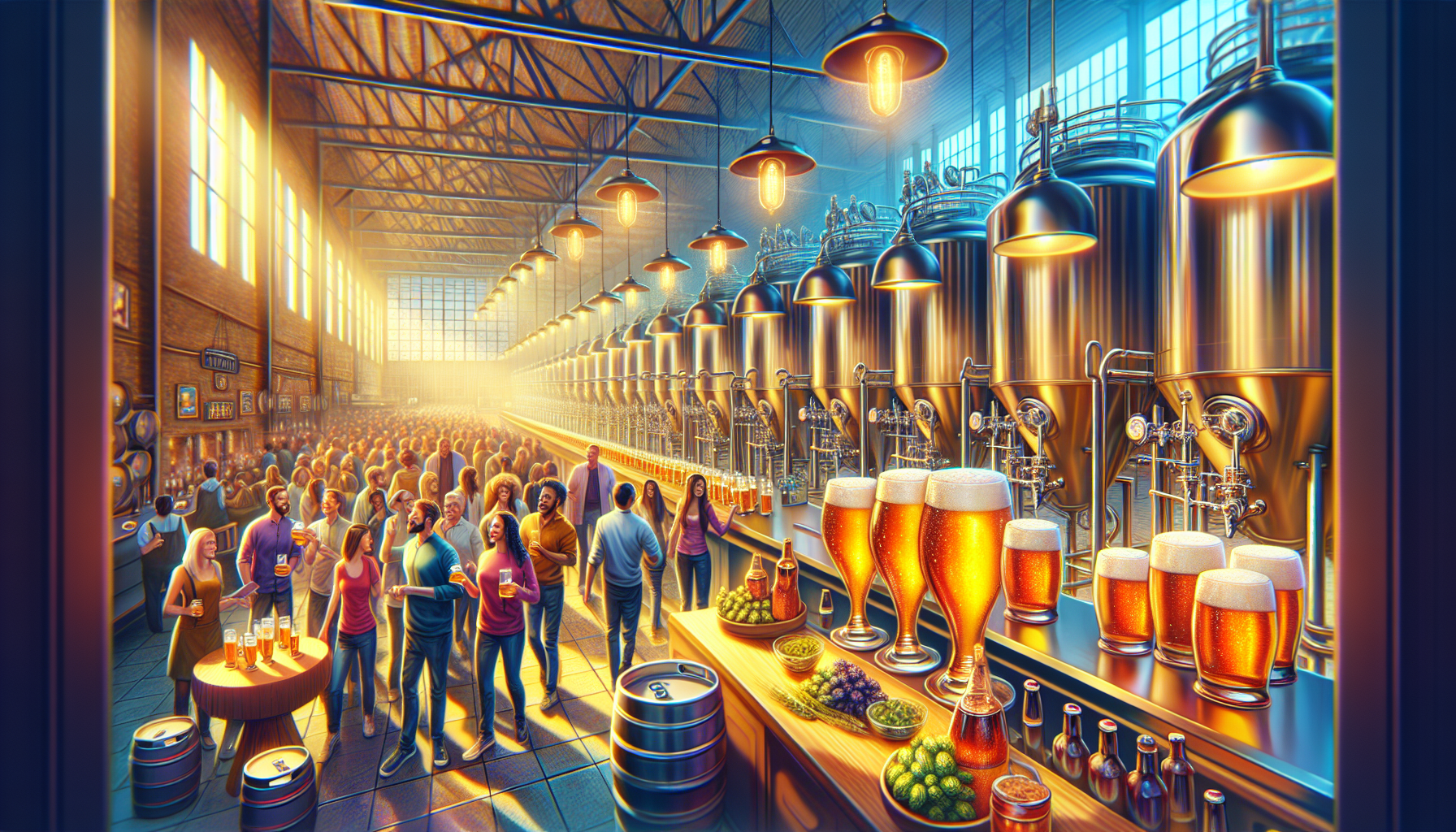 A conceptual illustration representing Crafting Your Own Brewery Tour Experience. Visualize the main ideas: . Creative but clear representation of the concept. Style: photorealistic. high quality, detailed, professional, clean composition, good lighting, sharp focus, well-composed. high quality, professional, detailed, well-composed, no words