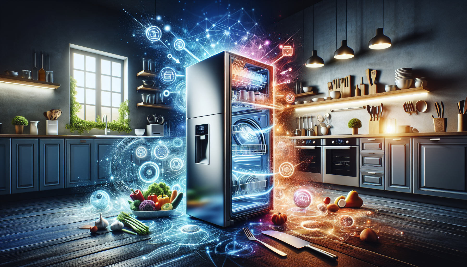 A conceptual illustration representing Upgrade Your Appliances. Visualize the main ideas: . Creative but clear representation of the concept. Style: Visual Theme: Clean, modern aesthetic with high contrast and vibrant energy. Emphasize the intersect. high quality, detailed, professional, clean composition, good lighting, sharp focus, well-composed. high quality, professional, detailed, well-composed