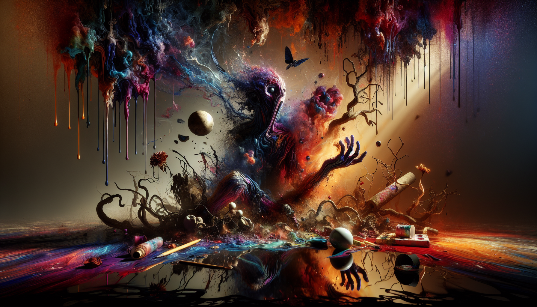 A conceptual illustration representing The Birth of a Gruesome Metaphor. Visualize the main ideas: . Creative but clear representation of the concept. Style: photorealistic. high quality, detailed, professional, clean composition, good lighting, sharp focus, well-composed. high quality, professional, detailed, well-composed
