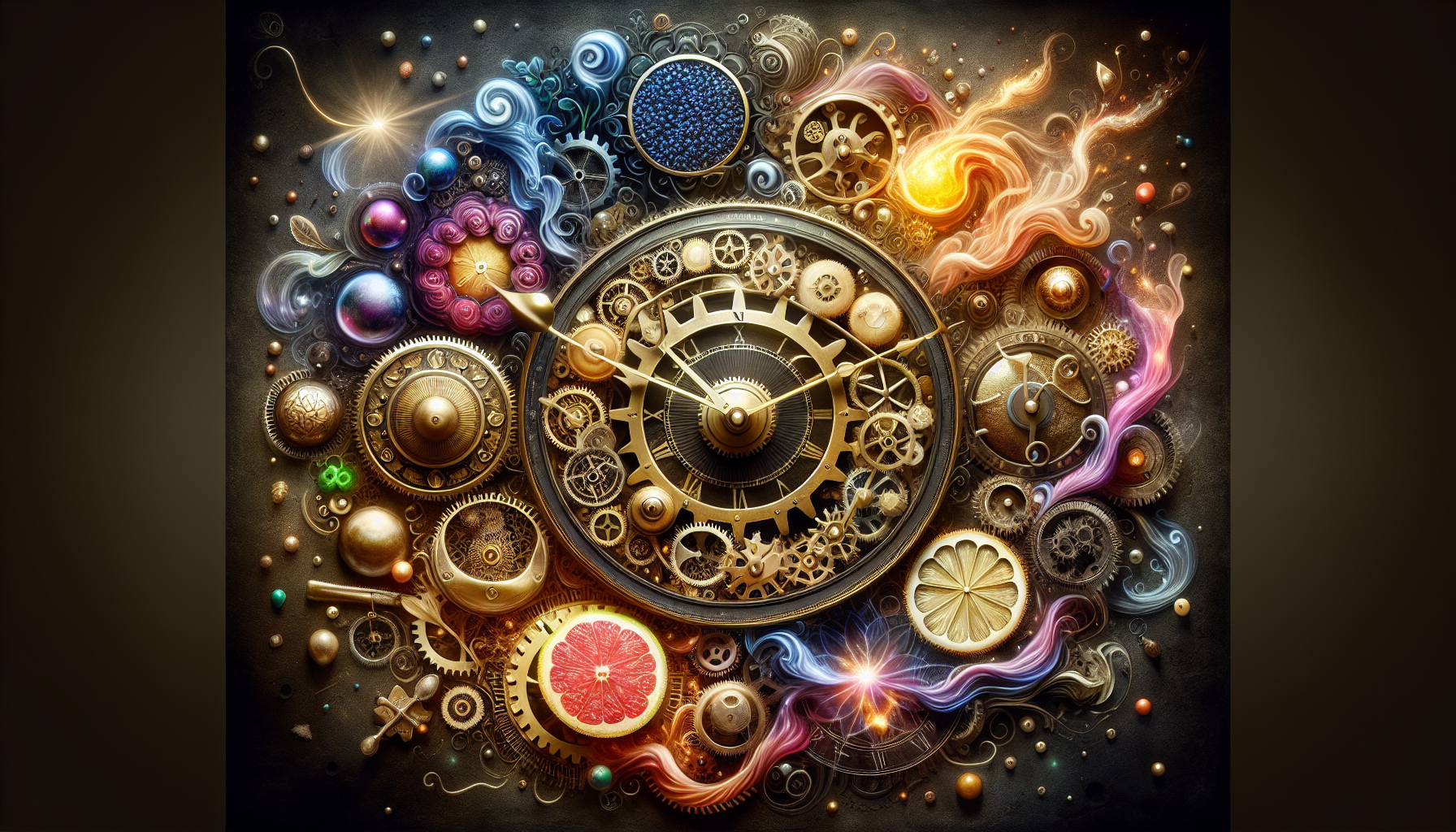 A conceptual illustration representing Introduction - The Clockwork of Cravings. Visualize the main ideas: . Creative but clear representation of the concept. Style: photorealistic. high quality, detailed, professional, clean composition, good lighting, sharp focus, well-composed. high quality, professional, detailed, well-composed